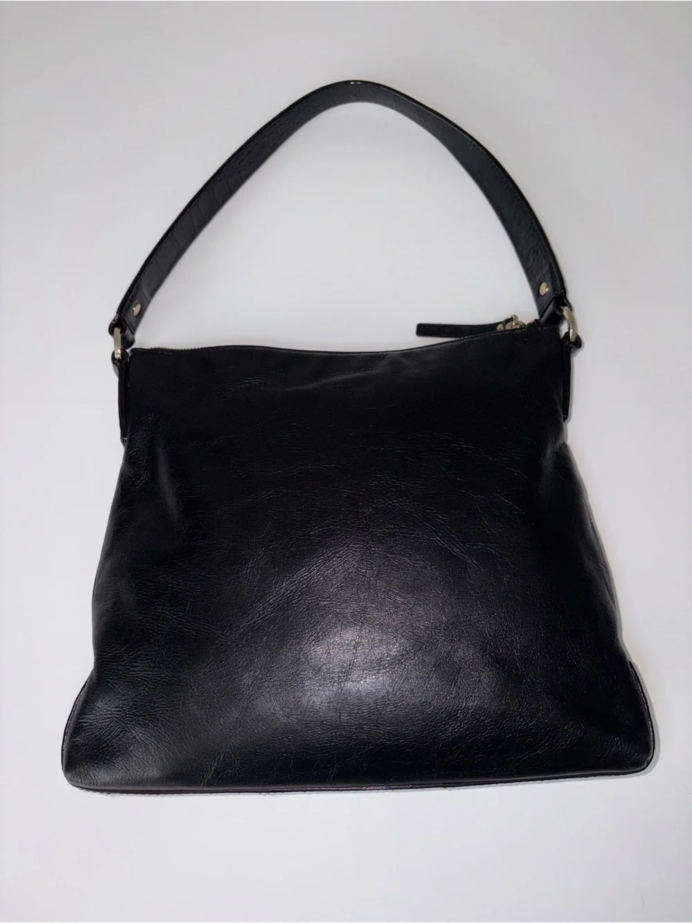 Kate Spade New York Black Leather Shoulder Bag Polka Dot Lining